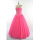dlouhé sytě růžové plesové šaty s tylovou sukní Silva S-M