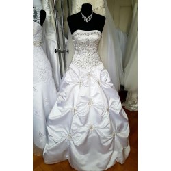 bílé svatební saténové šaty se zdobením Ramona S-M