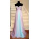 překrásné modré plesové šaty s růžovou vrchní vrstvou Elma XS-S