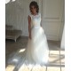 tylové bílé svatební šaty s krajkovým živůtkem a ramínky Loretta XS-S