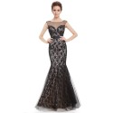 luxusní dlouhé krajkové černé společenské šaty Arial S, M