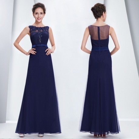 tmavě modré dlouhé společenské šaty pro matku nevěsty Meridit M