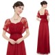 dlouhé červené společenské šaty s rukávky pro matku nevěsty Alyson XL