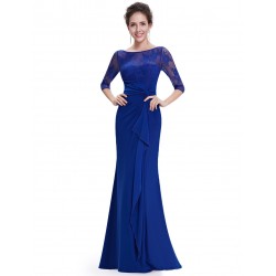 luxusní uplé dlouhé modré společenské šaty Karina XS