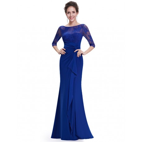 luxusní uplé dlouhé modré společenské šaty Karina XS