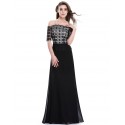 dlouhé černé elegantní společenské šaty s rukávky pro matku nevěsty Gobi M