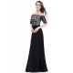 dlouhé černé elegantní společenské šaty s rukávky pro matku nevěsty Gobi M