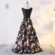dlouhé plesové černé společenské šaty s květovanou sukní Alyce S-M