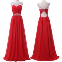 luxusní plesové dlouhé červené šaty na ramínka Fatty M