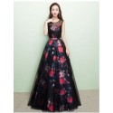 dlouhé černé plesové květované maturitní šaty Madeira 2019 XS-S