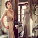 luxusní dlouhé šedivé plesové šaty na ramínka Donatella XS-S
