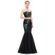 luxusní paví upnuté černé plesové šaty Violece M-L