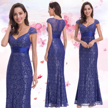 luxusní dlouhé tmavě modré plesové šaty pro matku nevěsty XL-XXL