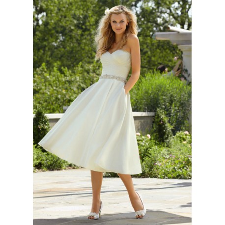 krátké bílé svatební šaty s kapsami Miranda S-M