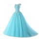 nebesky modré plesové šaty s tylovou sukní Denova L-XL