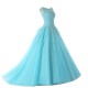 nebesky modré plesové šaty s tylovou sukní Denova L-XL