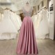 luxusní růžové plesové šaty saténové Vinona XS