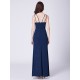 tmavě modré dlouhé plesové šaty na ramínka s rozparkem Annie S