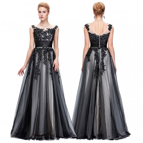 dlouhé černé krajkované plesové šaty Venezia M