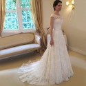 krajkované krémové svatební šaty na ramínka Lisbet XL-XXL