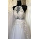 čistě bílé tylové svatební šaty za krk Elisabeth XS-S