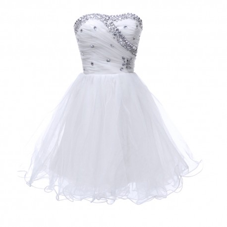 krátké bílé společenské popůlnoční šaty Tina XS-S