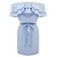 krátké modro-bílé letní proužkované šaty Lara S, M