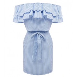 krátké modro-bílé letní proužkované šaty Lara S, M