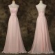 světle růžové šifónové dlouhé plesové šaty Mina S