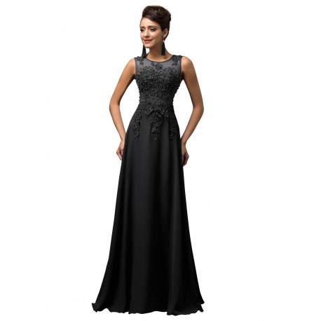 černé šifónové dlouhé plesové šaty Mina M