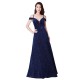 dlouhé tmavě modré společenské šaty na ramínka S