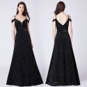 dlouhé černé společenské šaty na ramínka L