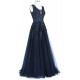 tmavě modré dlouhé společenské šaty na maturitní ples Eleanor