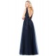 tmavě modré dlouhé společenské šaty na maturitní ples Eleanor