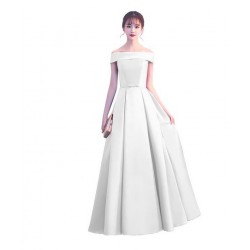 bílé saténové svatební hladké šaty Mina