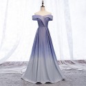ombre plesové šaty modro-stříbrné na maturitní ples Evita XS-S