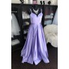 levandulové plesové šaty na maturitní ples s vysokým rozparkem Tina XS-S