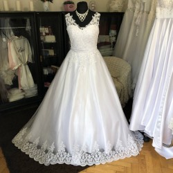 tylové svatební šaty na ramínka Linda XL-XXL