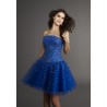 Luxusní modré krátké společenské šaty na míru