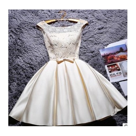 krátké krémové společenské šaty do tanečních Mina XS-S