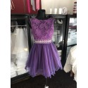 tmavě fialové krátké společenské šaty do tanečních Tina XS
