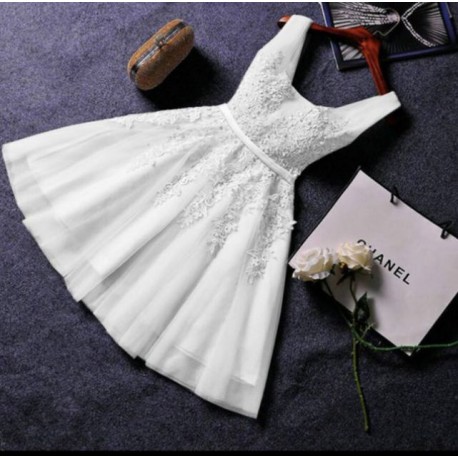 Krátké bílé svatební šaty s tylovou sukní Andromeda XS-S