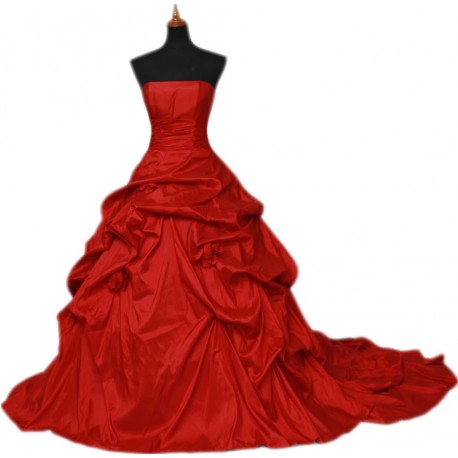 luxusní červené společenské šaty na míru s vlečkou - růže