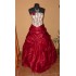 rudé plesové společenské šaty s růží a šálem M