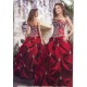 rudé vyšívané plesové společenské šaty Beate