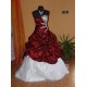 plesové společenské svatební šaty bílo-rudé Brody M-XL
