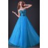 brzy luxusní plesové společenské modré flitrovné šaty Elby M-L