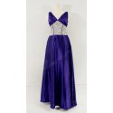 dlouhé zdobené fialové plesové společenské šaty L