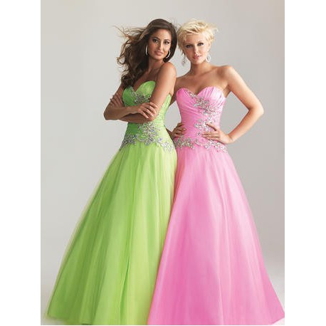 plesové společenské dlouhé maturitní šaty Adele 2 - růžové, zelené
