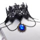 krajkový modrý náhrdelník victorian goth